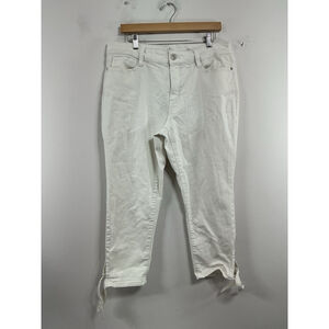 Womans Excellent St John’s Bay Capri Denim Jeans Skinny Leg 16 P White